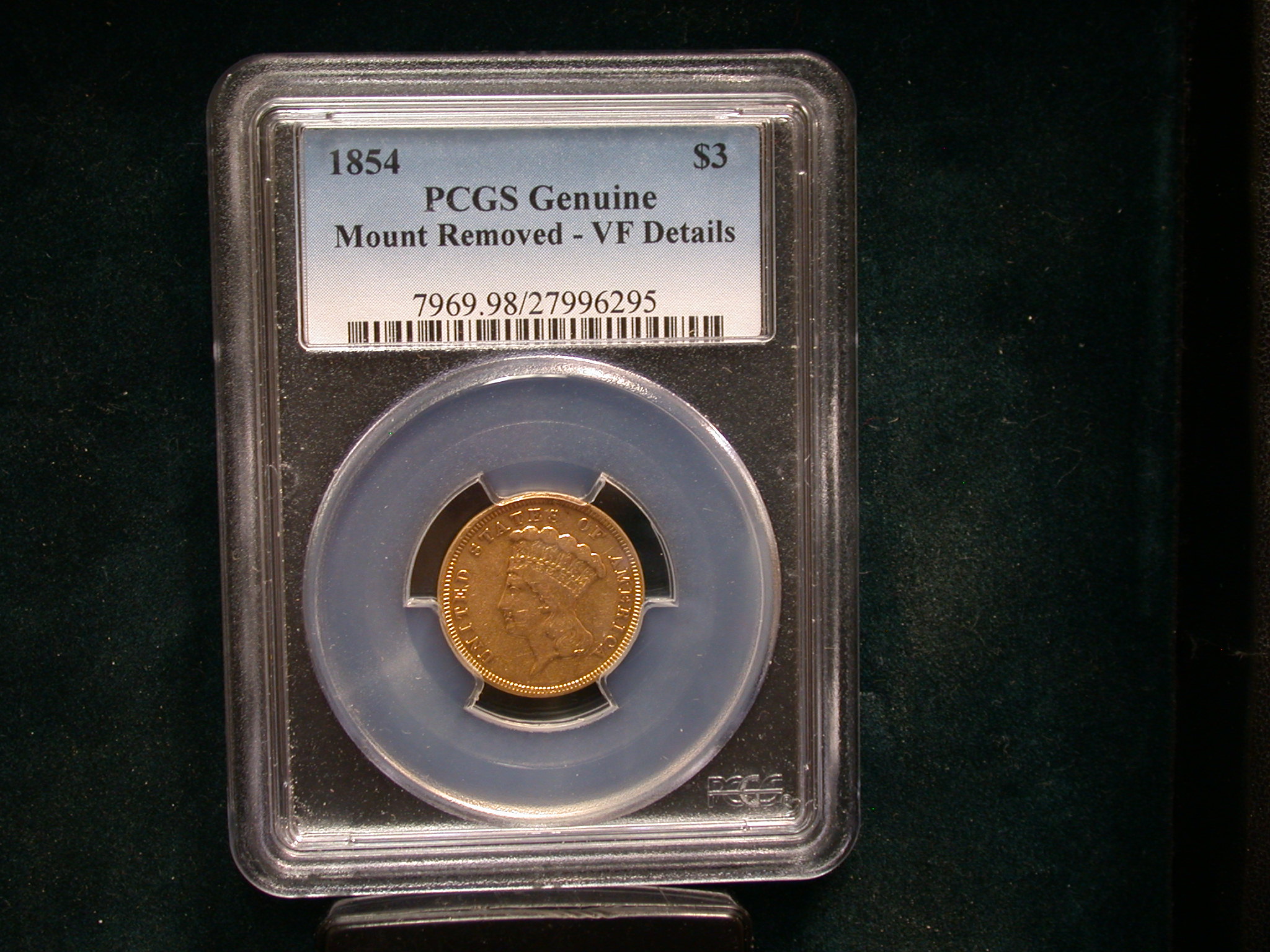 1854 $3.00 Princess PCGS Genuine - Click Image to Close
